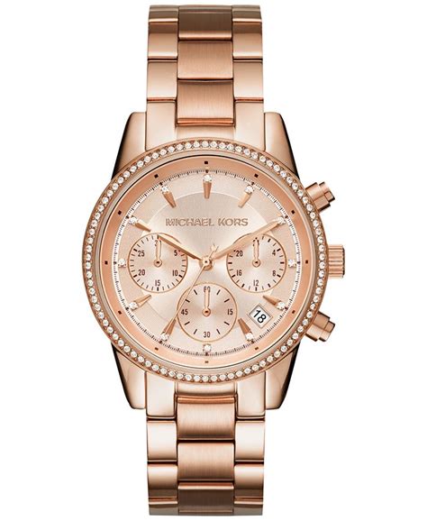 michael kors women's chronograph ritz stainless steel bracelet watch 37mm